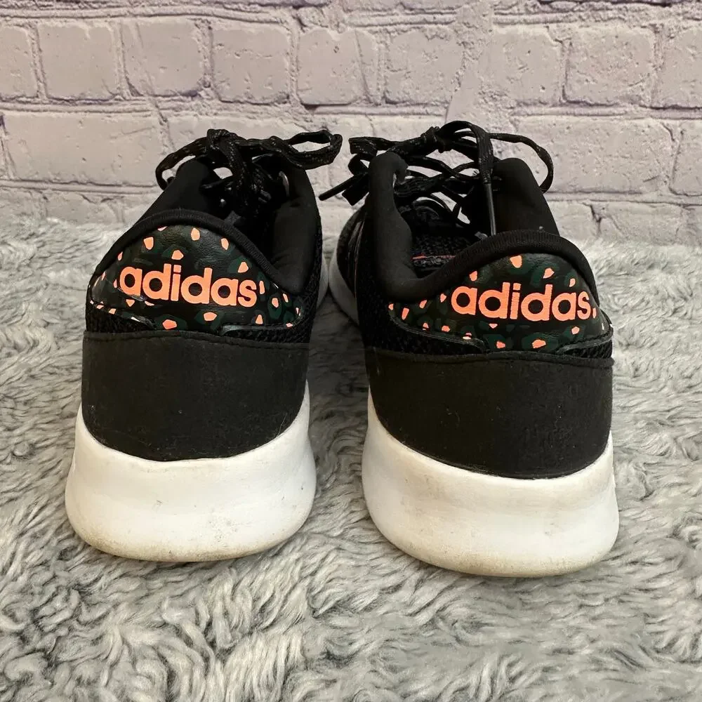 Adidas Cloudfoam QT Racer Shoes Black Coral Animal Print Women's Size 7